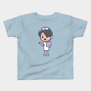 Cute nurse clip board cartoon Kids T-Shirt